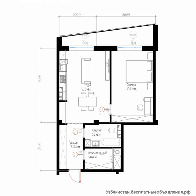 Однокомнатную квартиру в Ташкенте