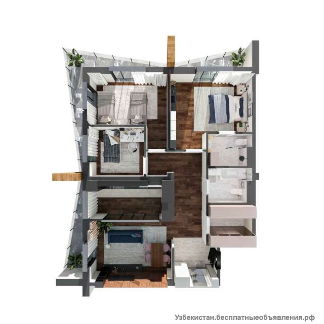 Uch xonali studiya kvartirasini sotib oling 107 kv. Toshkent shahrida