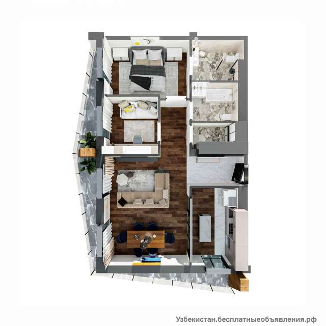 Двухкомнатную квартиру 87 кв.м. в Ташкенте