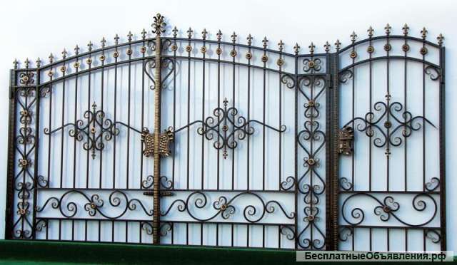 Ворота проф-лист, кованные