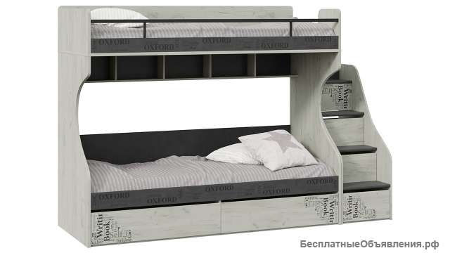 Кровать 2-х ярусная с лестницей приставной с ящиками «Оксфорд-2» - СМ-399.11.012