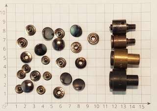 Кнопка Альфа 14 мм чёрный никель и матрицы для установки
