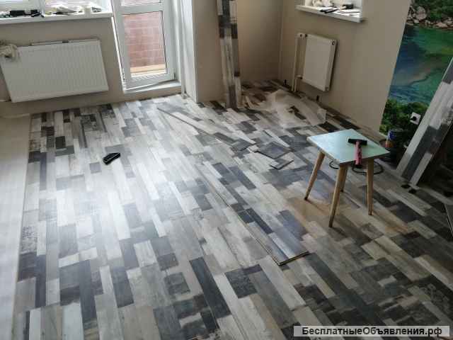 Укладка ламината, пвх, spc, линолеум, фанера. Плинтуса. Плитка. ГВЛ в Хабаровске