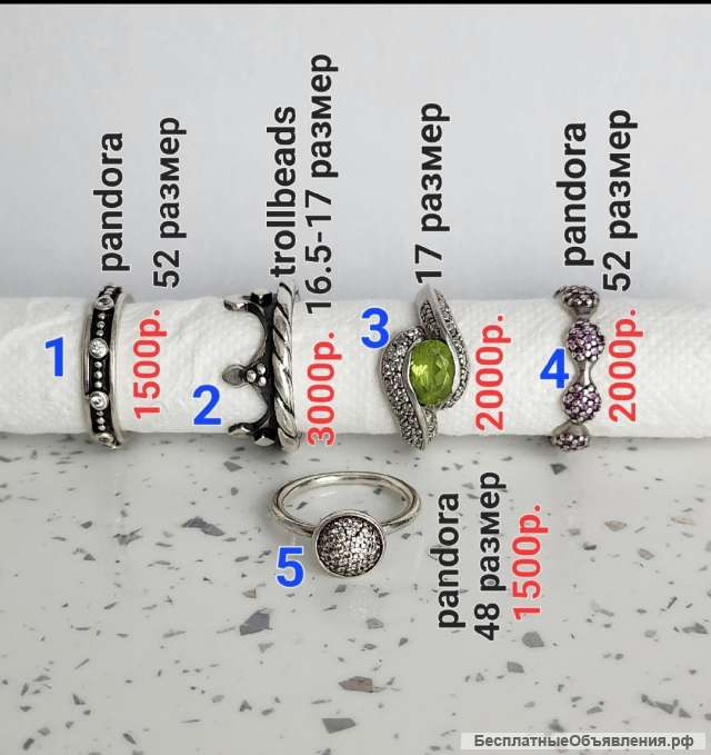 Кольца пандора trollbeads