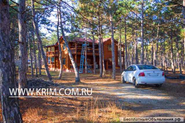 Крым, Песчаное домик - сруб 2 комнаты 4 человека сосновый бор до моря 200 метров