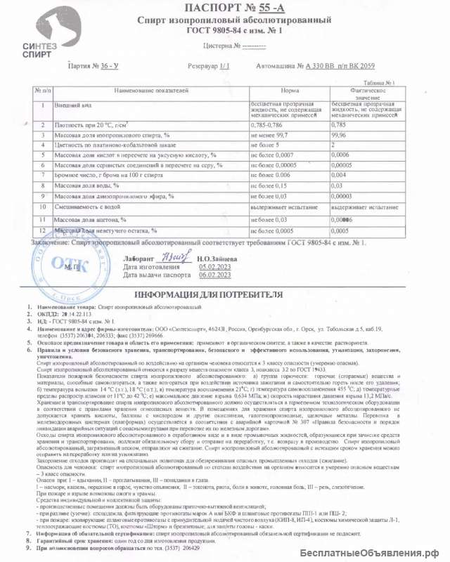 Изопропиловый спирт