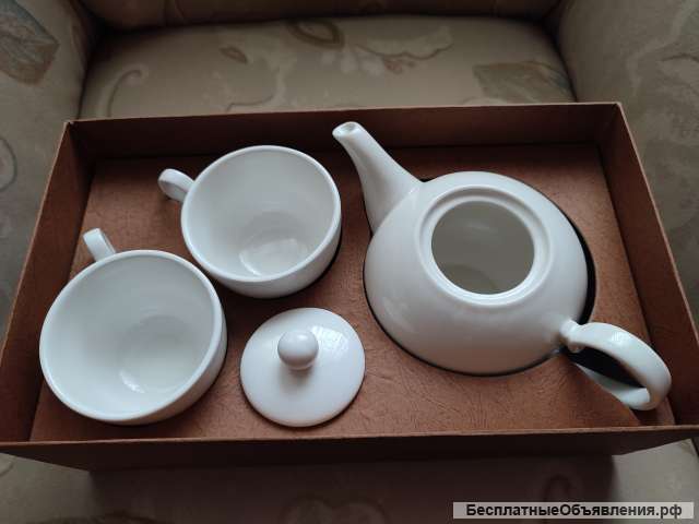Набор чайная пара, чайник, 2 чашки, 2 блюдца 15 см