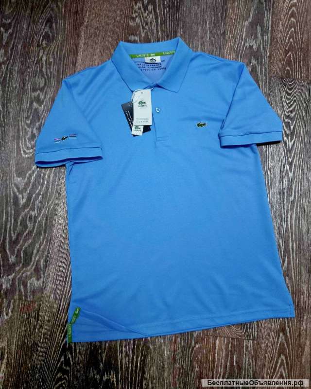Поло Lacoste голубое