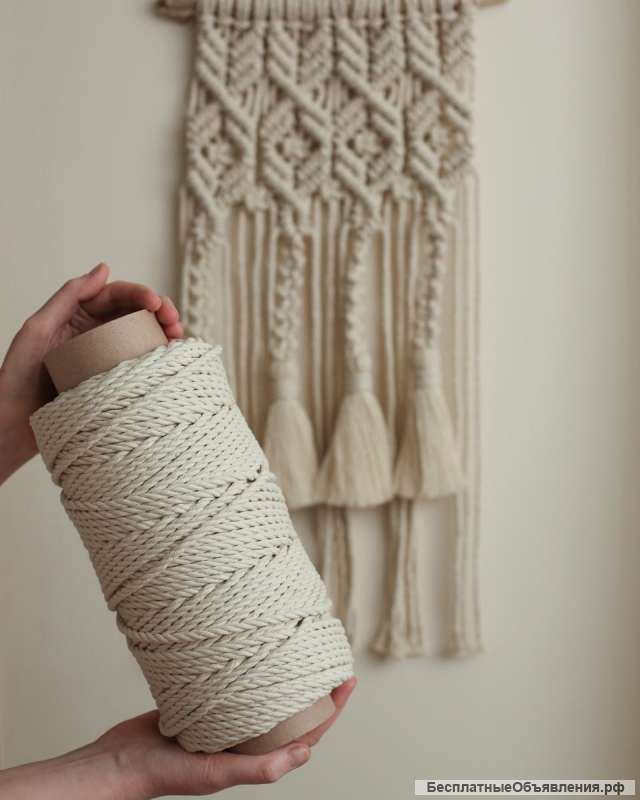 Веревка крученая для макраме, канат 6 мм