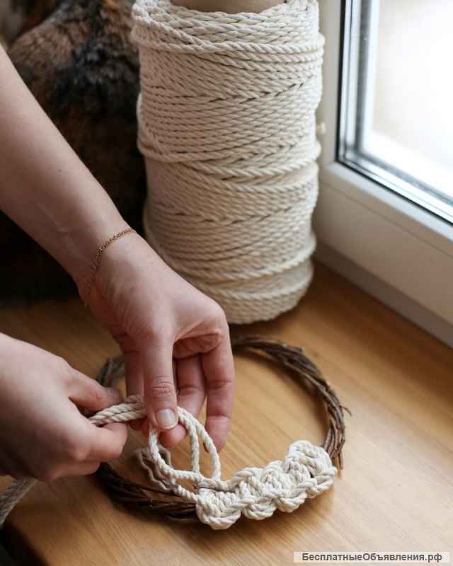 Веревка крученая для макраме, канат 6 мм