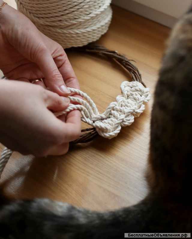 Веревка крученая для макраме, канат 6 мм