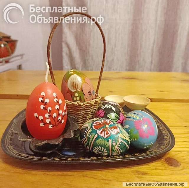 Деревянные пасхальные яйца. Пасхальный набор.