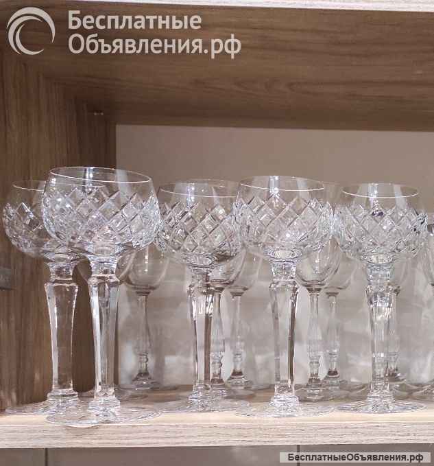 Бокалы хрусталь Чехословакия цена за 5 шт. Состояние новое, не пользовались, высота 19 см.
