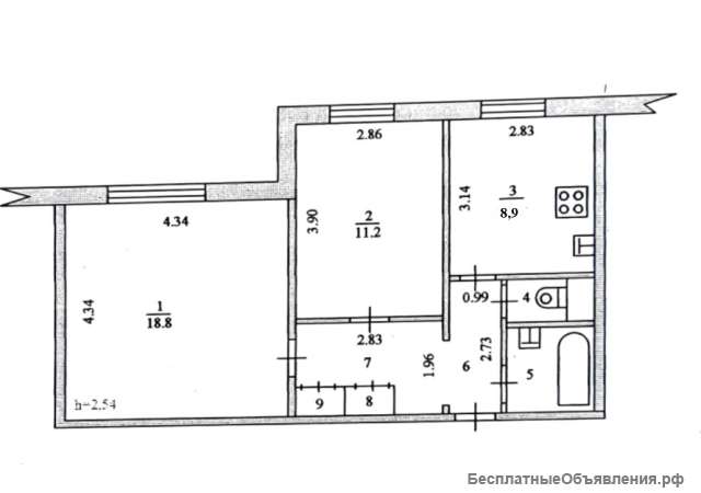 Двухкомнатная квартира в Щелково, 50.8 кв.м.