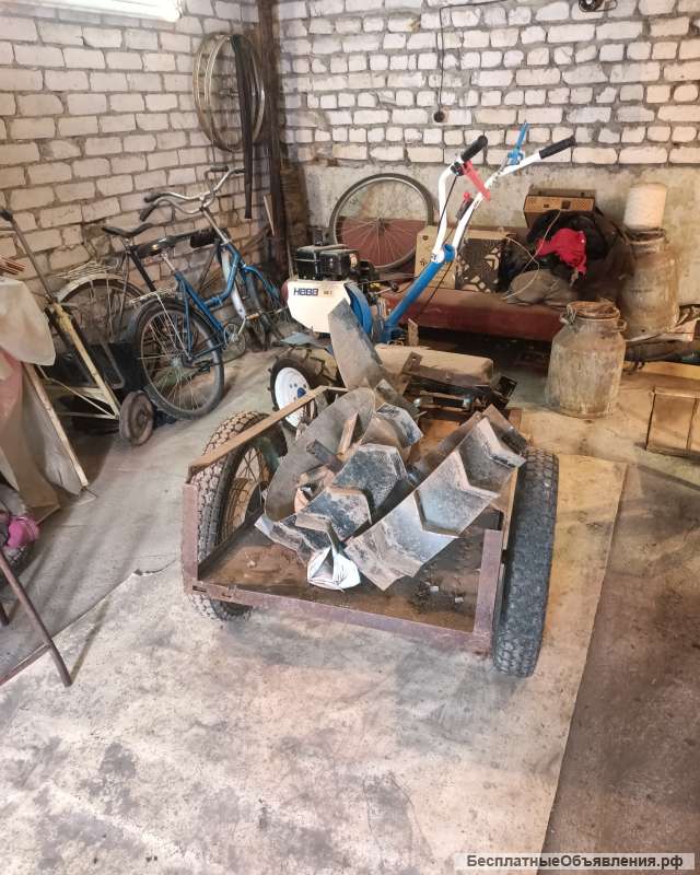 Мотоблок Нева МБ2, прицеп, плуг, фрезы и грунтозацепы