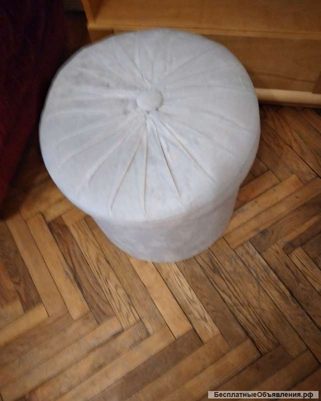 Пуфик, круглый, натуральный бархат
