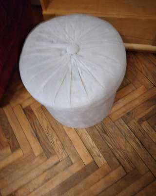 Пуфик, круглый, натуральный бархат