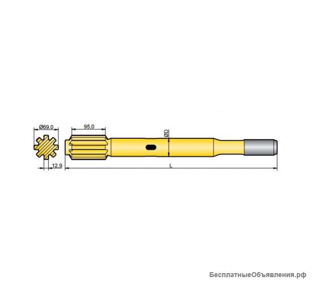 Хвостовик аналог Sandvik/Tamrock HL 700, HL 800