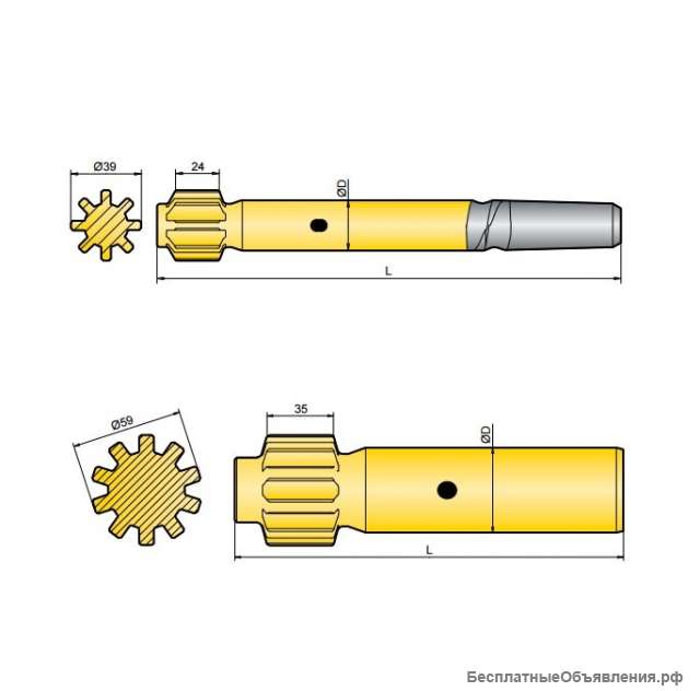 Хвостовик аналог Sandvik/Tamrock HLX 1, HLX 3