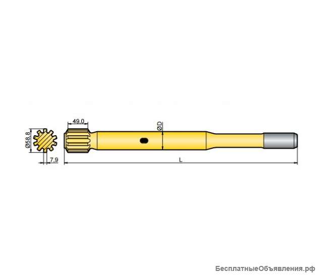 Хвостовик аналог Sandvik/Tamrock HLX 5, HFX 5