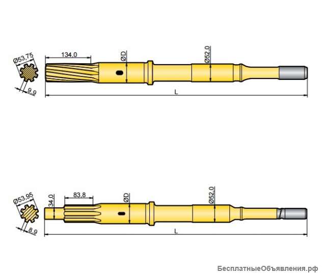 Хвостовик аналог Atlas Copco COP 1240EX, COP 1338EX