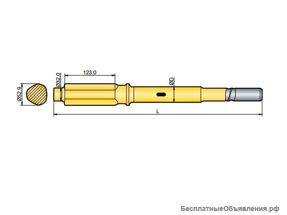 Хвостовик аналог Atlas Copco COP 925/928, COP 932/938