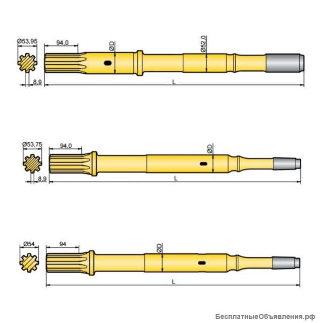 Хвостовик аналог Atlas Copco COP 1838EX, COP 1838MUX/HUX