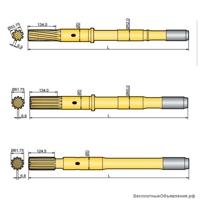 Хвостовик аналог Atlas Copco COP 2160, 2160EX, 2540EX