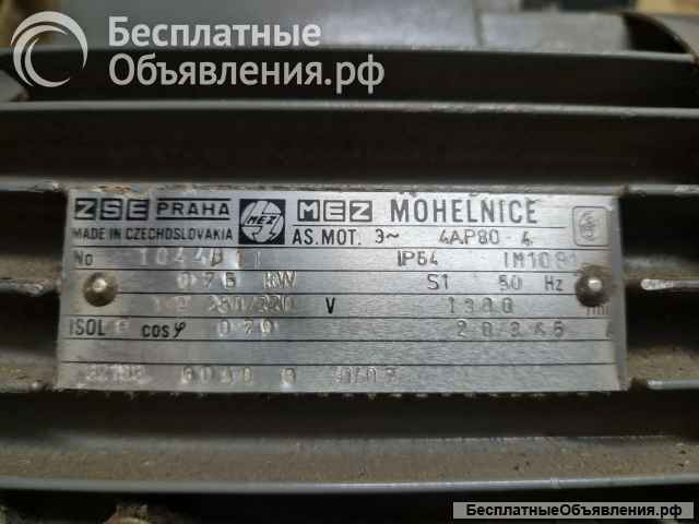 Электродвигатель 0.75 кВт 1380 об/мин Mez (ЧССР/Siemens) 4.0 кВт 2895об/мин флянец