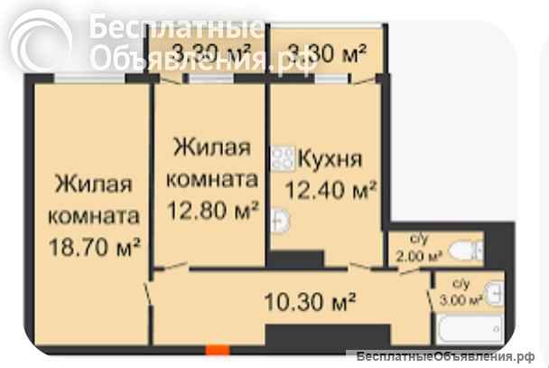 2 к.кв. 66 м2 ЖК Любимово