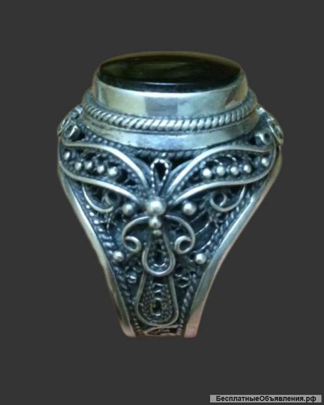 Кольцо перстень печатка серебро филигрань