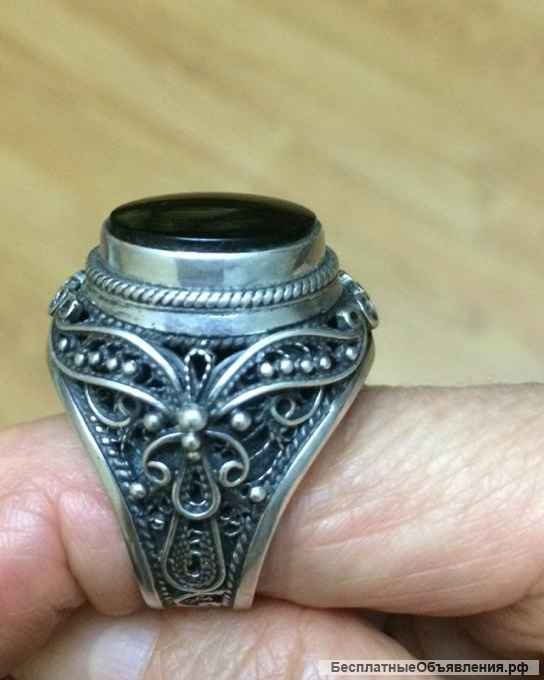 Кольцо перстень печатка серебро филигрань