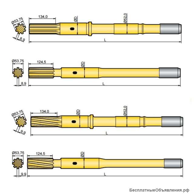 Хвостовик аналог Atlas Copco COP 2150, COP 2150EX, COP 2550, COP 2550EX