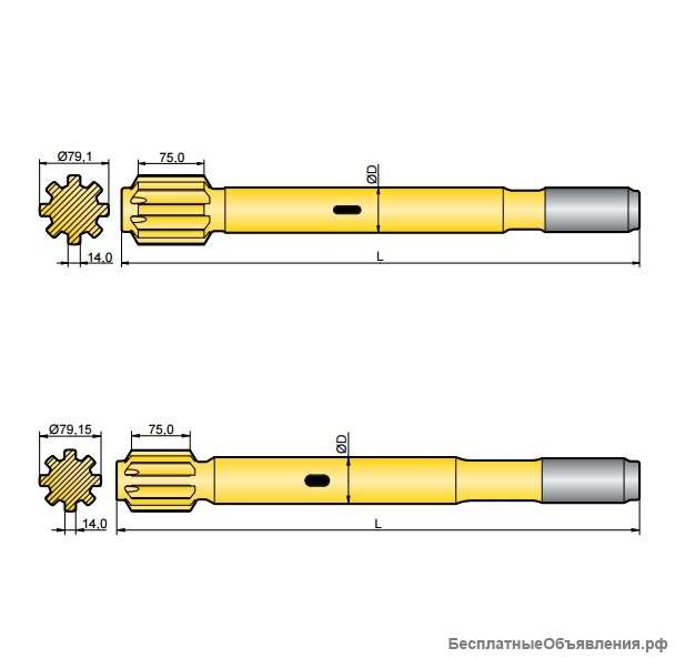 Хвостовик аналог Sandvik/Tamrock HL 1000
