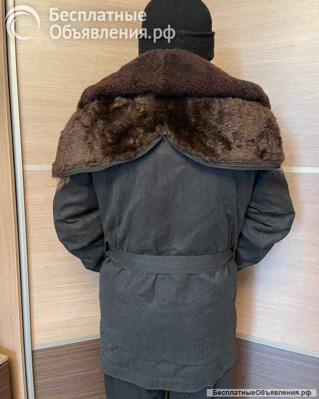 Лётный полушубок меховой с капюшоном. Размер 50.