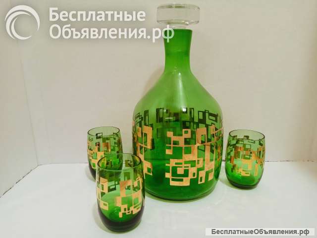 Графин с 3 рюмками Bohemia Crystal редкий
