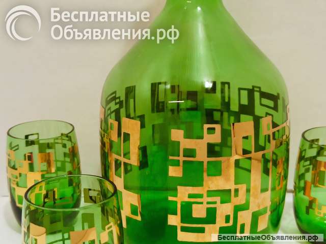 Графин с 3 рюмками Bohemia Crystal редкий