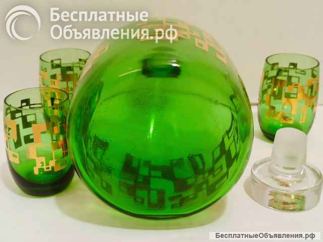 Графин с 3 рюмками Bohemia Crystal редкий