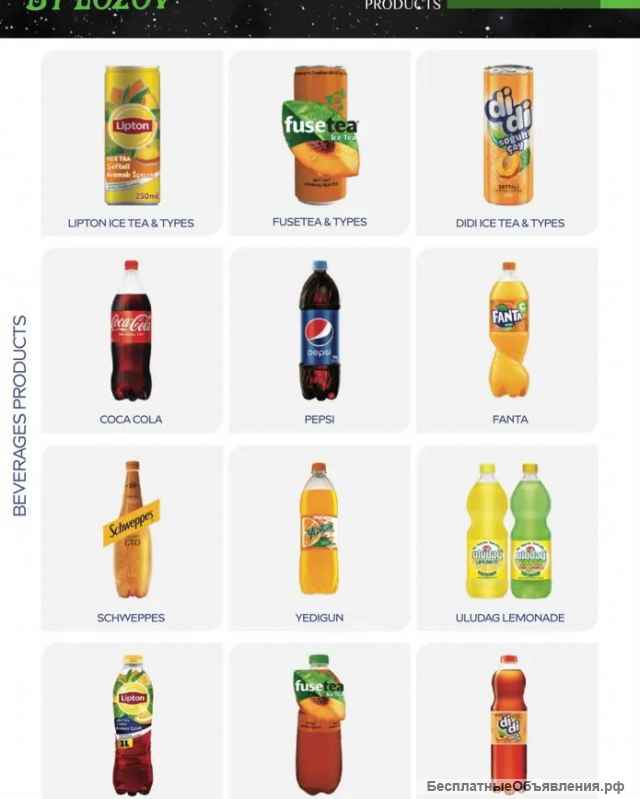 Соки, нектары, газированные напитки оптом. Стамбул