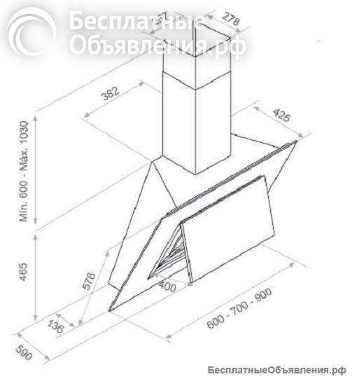Вытяжка кухонная Pando P-732/60 IX GLASS BLACK (850) в Москве 60см
