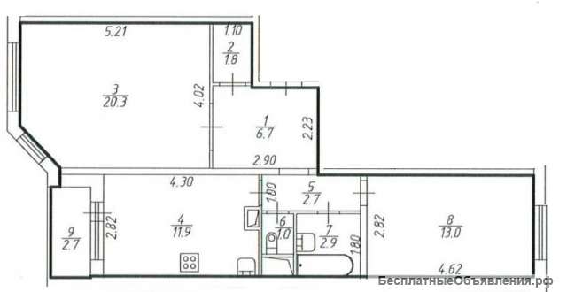 Квартира в Долгопрудном, хорошее состояние, 63 кв.м.
