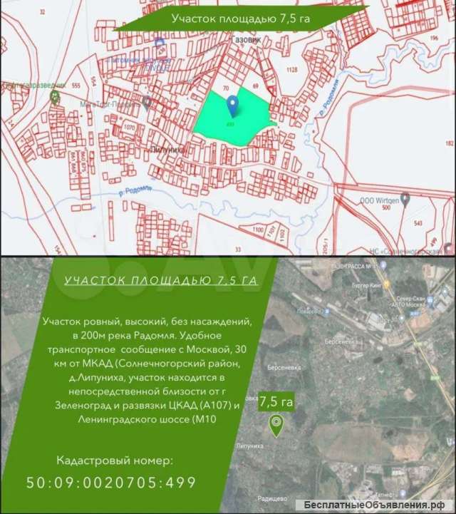 Участок 7,5 га (ИЖС)