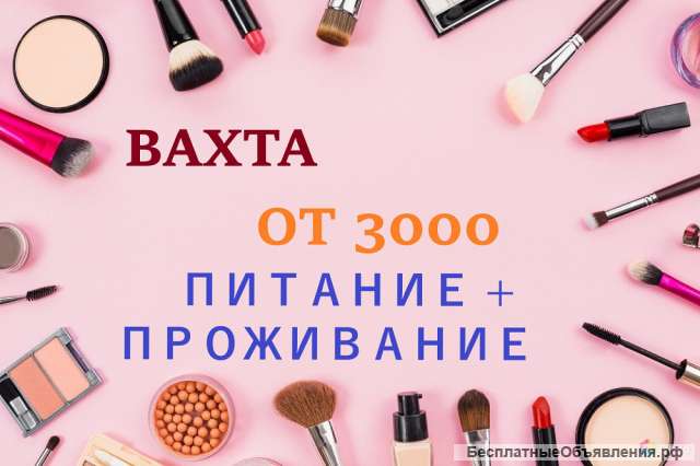 Упаковщик косметики вахта в Москве с питанием