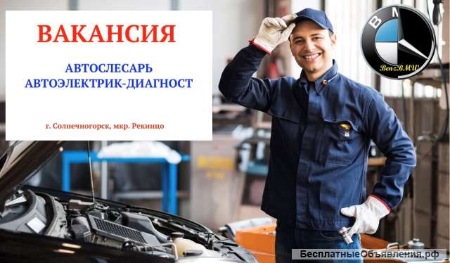 Вакансия автослесарь г. Солнечногорск (Моск.обл) с жильем