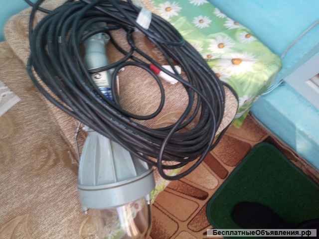 Фонарь влагозащищенный 220в с удлинителем 20 м производство Китай.Лампа накаливания под большой цоко