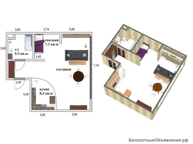 Картира в ЖК БЕРЕГ, отличное состояние