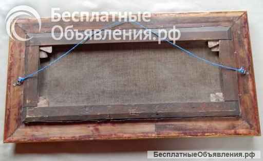 Старинная картина масло холст «Лесная дорога», начало ХХ века, винтаж, большая рама, пейзаж