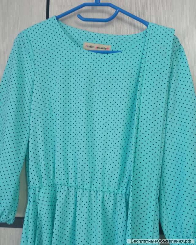 Платье длина три четверти голубое