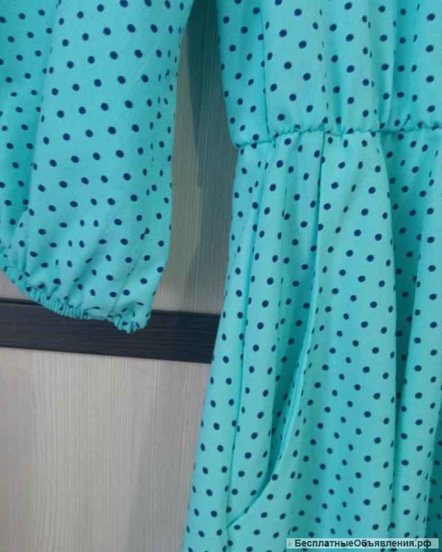 Платье длина три четверти голубое