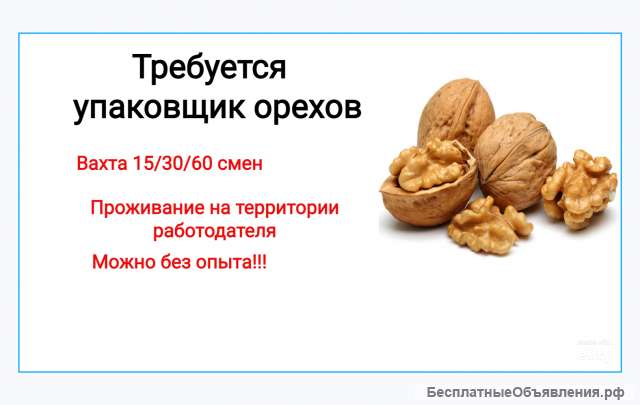 Упаковщик орехов. Без опыта